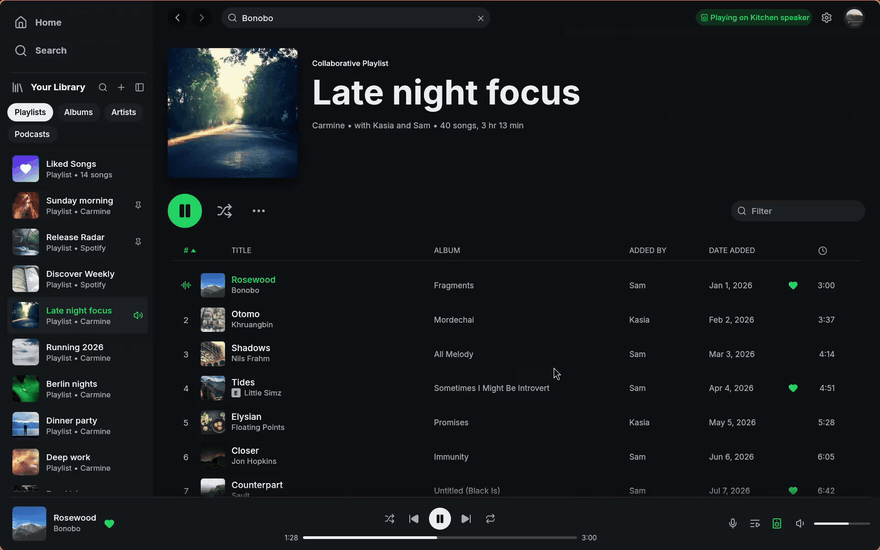 Dragging a song into a Fastpotify Spotify playlist
