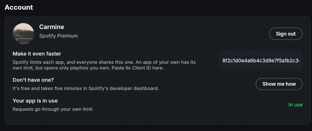 Spotify login and Spotify Premium in Settings