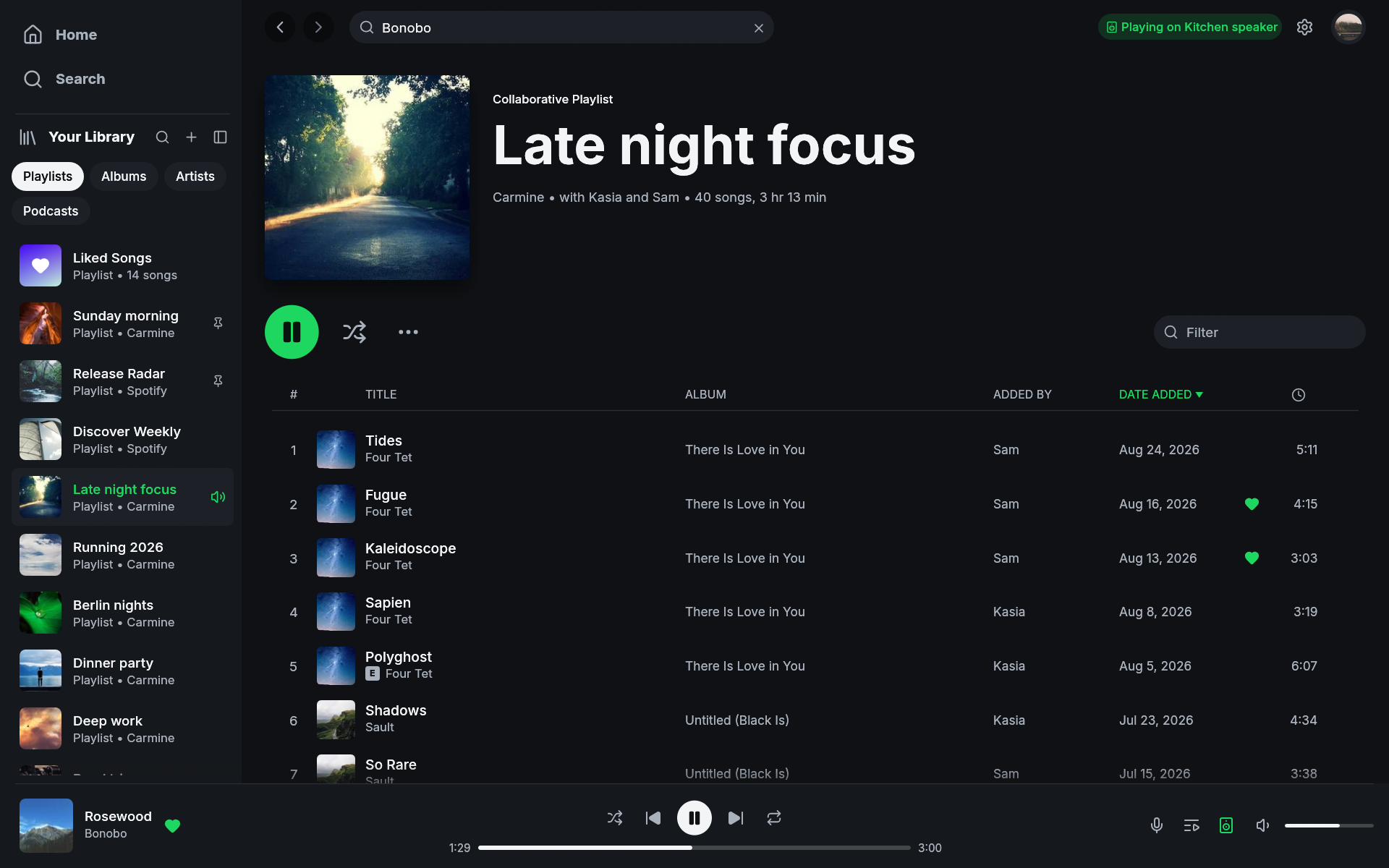 Spotify playlist sorted by date